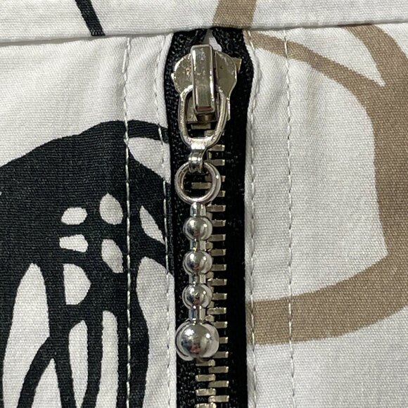COMFY USA Tunic/Mini Dress Button Up Long Slve Abstract Floral White/Black/Tan L - Picture 11 of 13